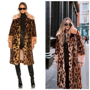 Free People Unreal Fur Express Faux Fur Leopard Peach Cheetah Small